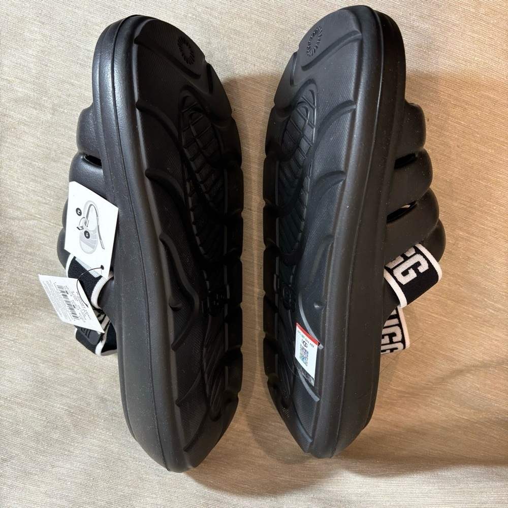 UGG Sz 9 Sport Yeah Puffer Detachable Logo Print Backstrap Slides Clogs Sandals - Picture 6 of 9